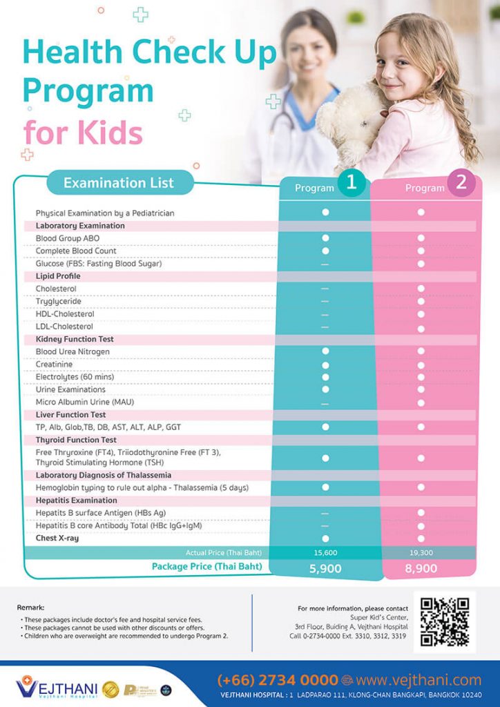 Health Check-Up Packages for Kids - Vejthani Hospital | JCI Accredited ...