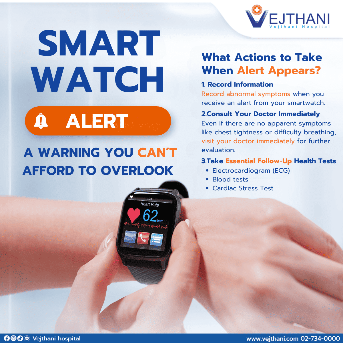 "Smartwatch Alerts: A Warning You Can’t Afford to Overlook" irregular heartbeat, cardiac arrhythmia, health article from Cardiac Center, Vejthani Hospital